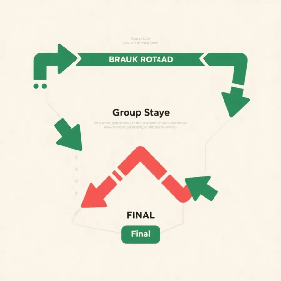 從分組到決賽的觀賽路線圖示意